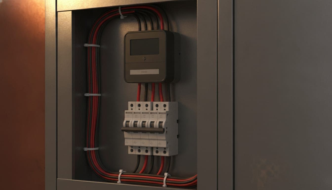 Contador bidireccional y cuadro eléctrico de una instalación de autoconsumo con compensación de excedentes